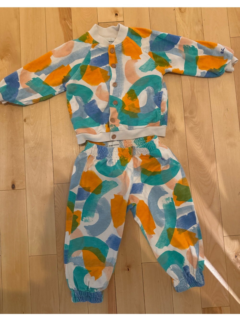 Bobo Choses Multicolor Brushstroke Knit Set - Teal, Orange, Blue, Peach